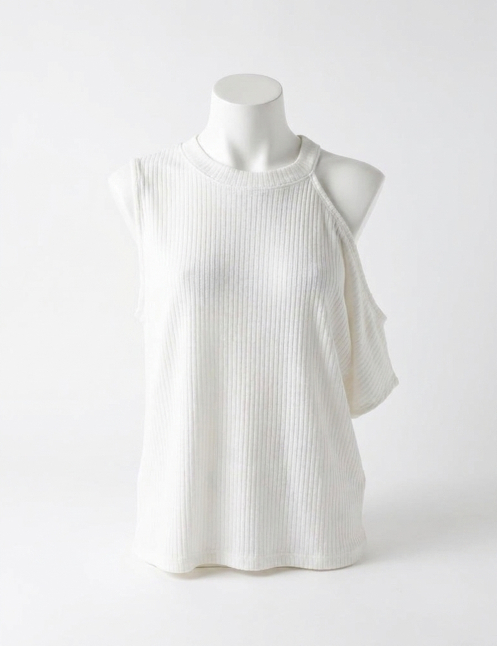NEW POL one shoulder ribbed top in ivory